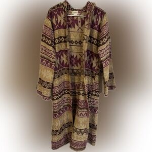 Tribal Pattern Purple and Tan Cardigan Hooded